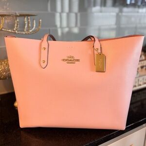 Coach Town Tote in Blossom Pink - Pebbled Leather Shoulder Bag